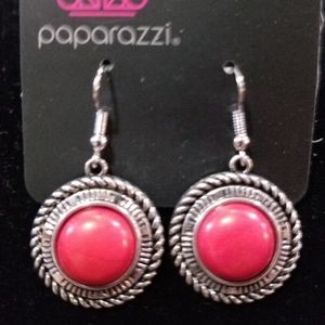 Red stone paparazzi earrings